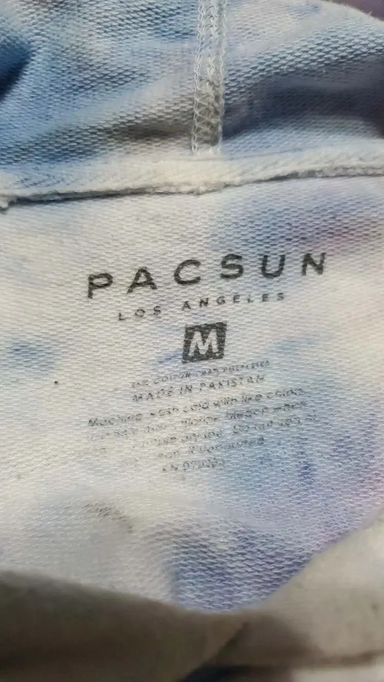PacSun Obsessed Blue Pink Tie Dye Pullover Hoodie Size M - Picture 4 of 4